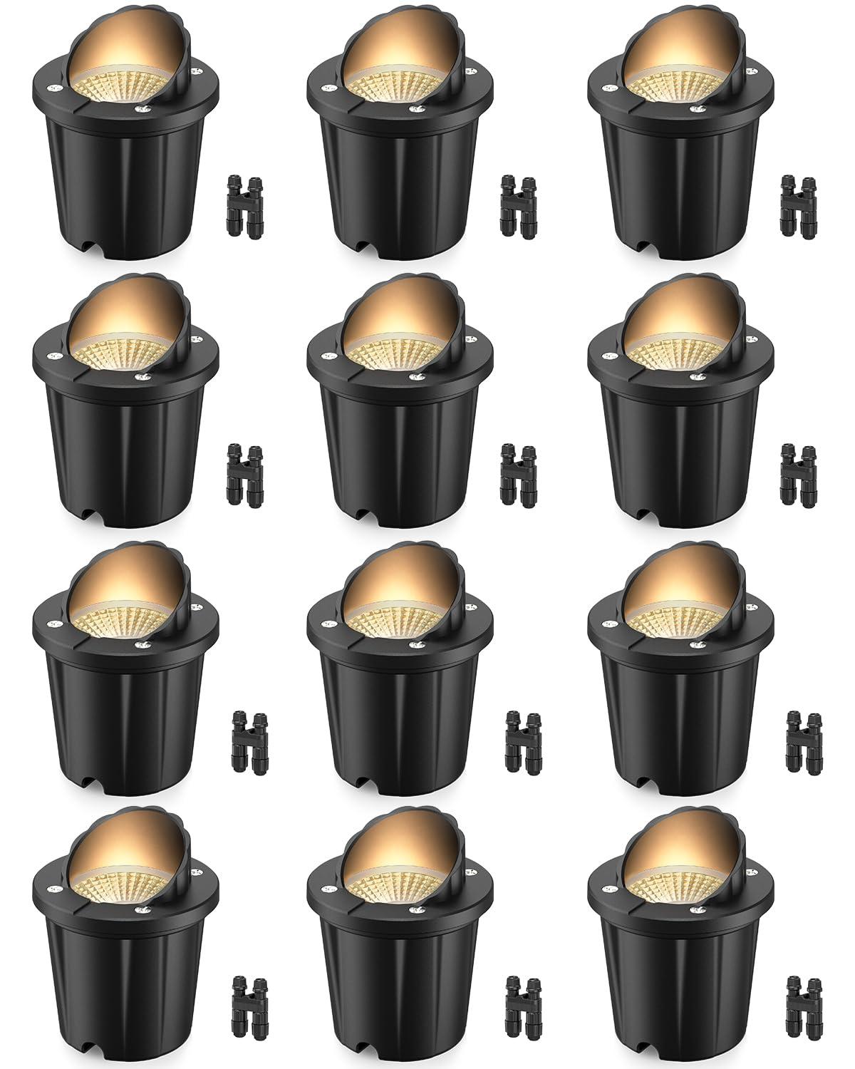 HIBOITEC Low Voltage Landscape Lights, 12W LED Outdoor In-Ground Lights 1200LM Waterproof IP67 Landscape Lighting, Anti-Glare Die-Cast Aluminum Garden