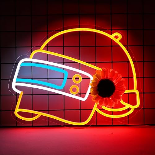 WonderfulLife Helmet Game Neon Sign for Game Zone Decor, Led Lights for Man Cave Play Room Internet Bar or Bedroom Decoration.5V USB Powered,Easy