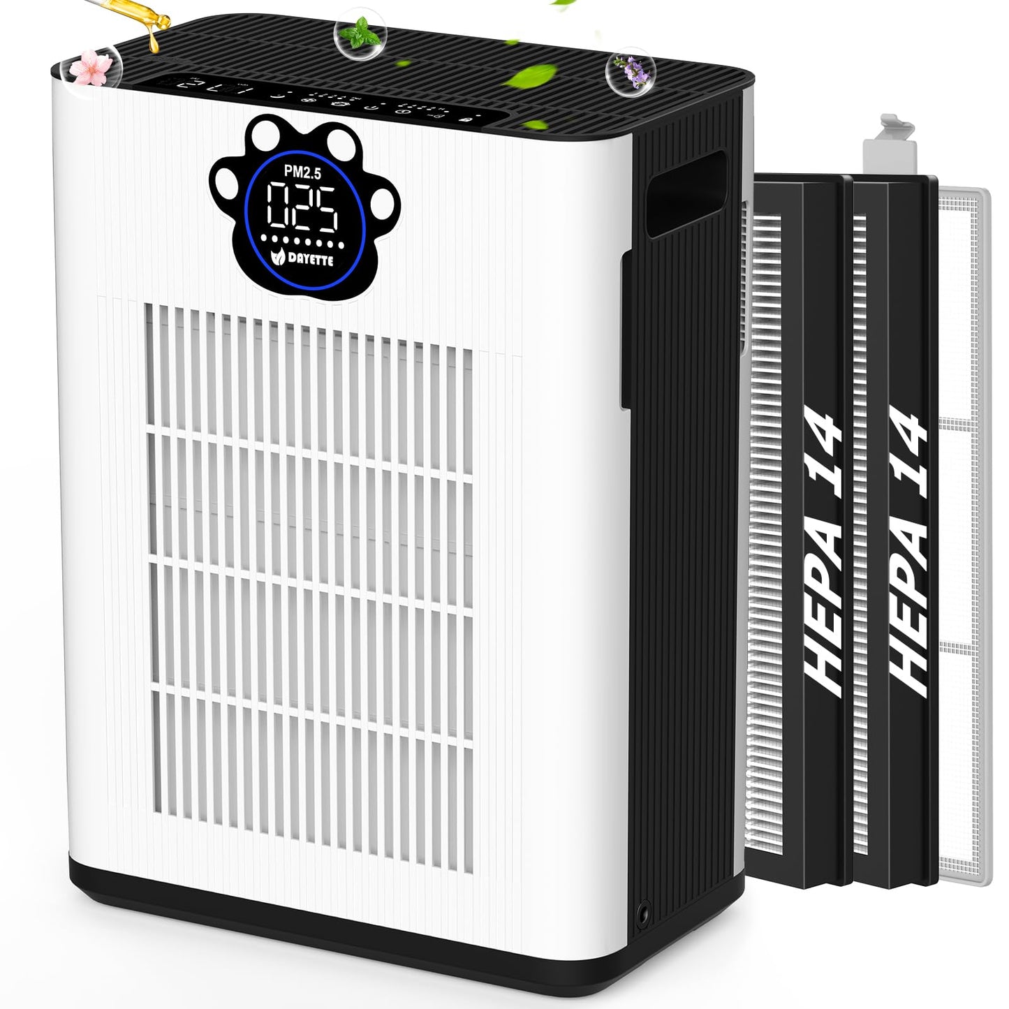 DAYETTE Pet Air Purifier for Home Large Room 3400 Ft², TVOC & PM2.5 Sensors