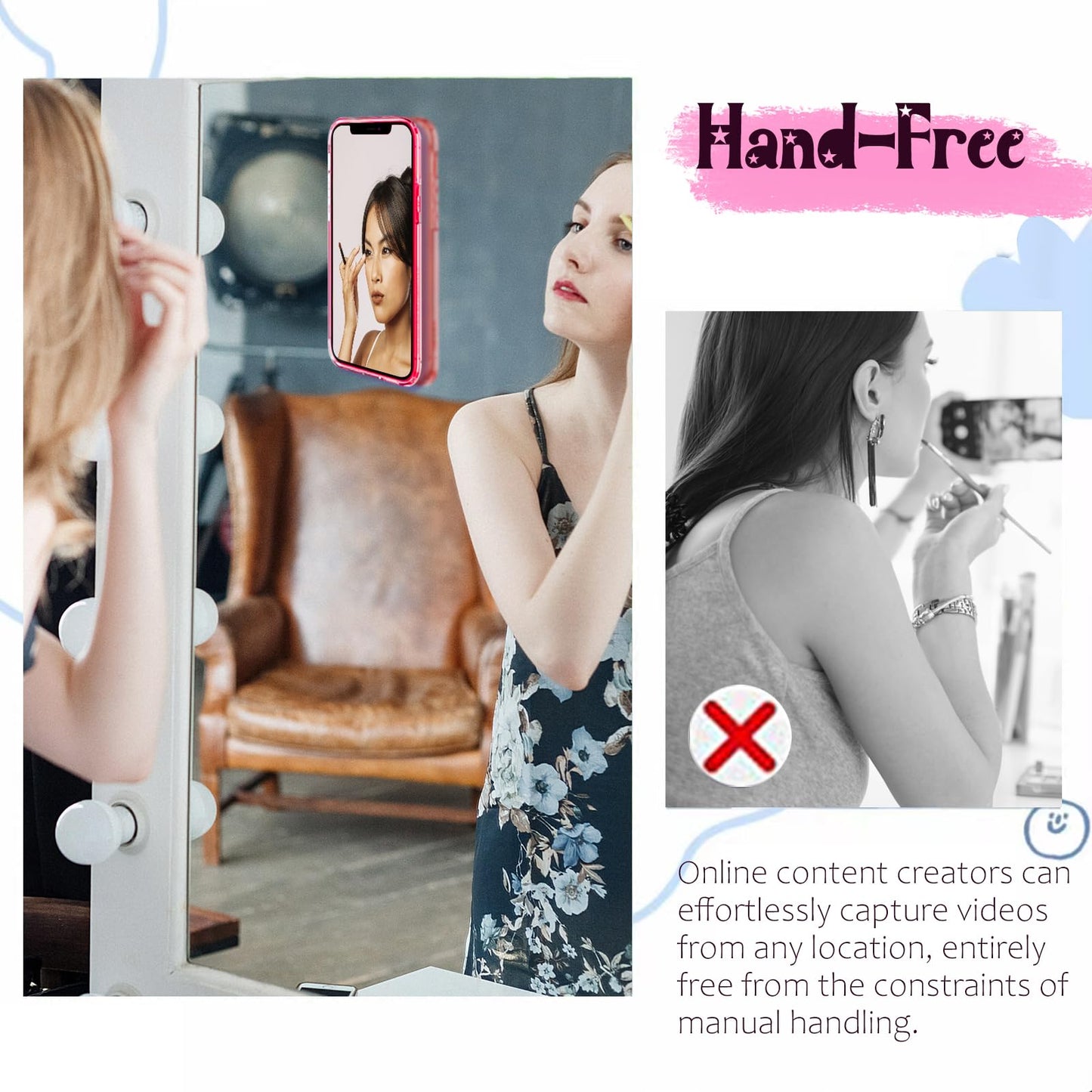 JingJinYY Silicone Suction Phone Case Mount, Non Slip Sticky Phone Grip for Cellphone, Silicon Adhesive Suction Cup Phone Mount, Strong Grip Holder