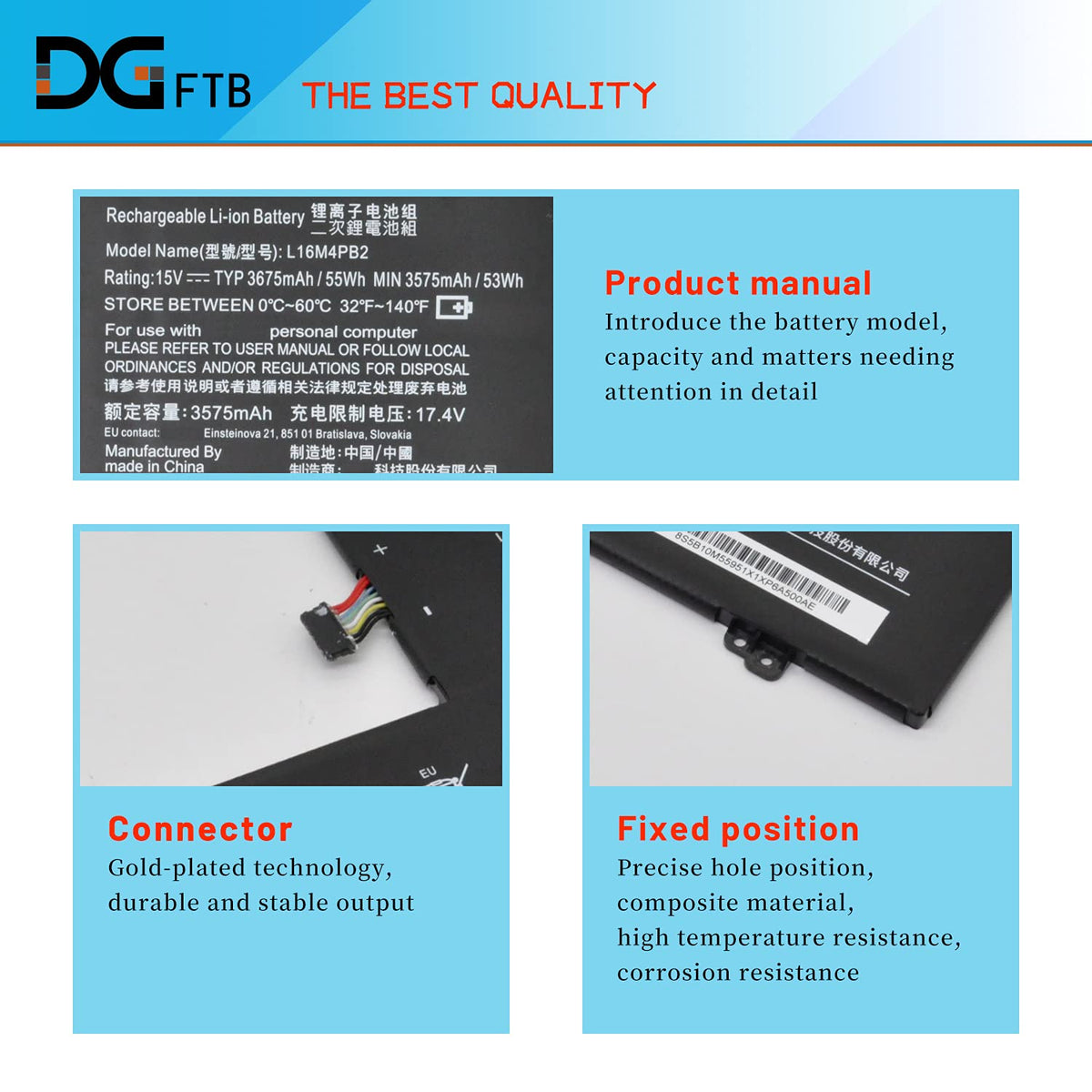 DGFTB L16C4PB2 L16L4PB2 L16M4PB2 Laptop Battery Compatible for Lenovo Ideapad 720s-13IKB 720s-14IKB 720s-15IKB V720-14-IFI V720-14-ISE Series