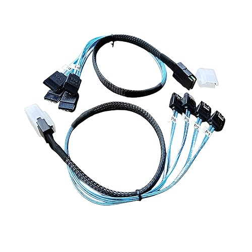 SVNXINGTII 2-Pack 1M SFF-8087 to 4x SATA Cable, 24Gbps, Internal Mini SAS to SATA Data Transfer