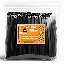 COMRUN 1000pcs 10Inch Nylon Zip Ties, 50 Pounds Tensile Strength, Black Cable Tie,Industrial Grade,UV Resistant,Heavy Duty,for Home,Garden