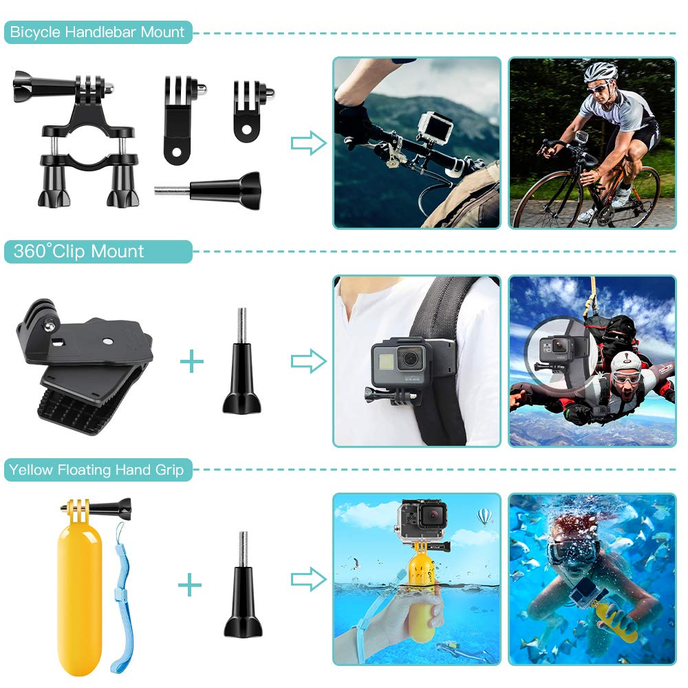 SmilePowo 51-in-1 Action Camera Accessories Kit for GoPro Hero 11 10 9 8 Max 7 6 5 4 3 3+ 2 1 Black GoPro 2018 Session Fusion Silver White Insta360
