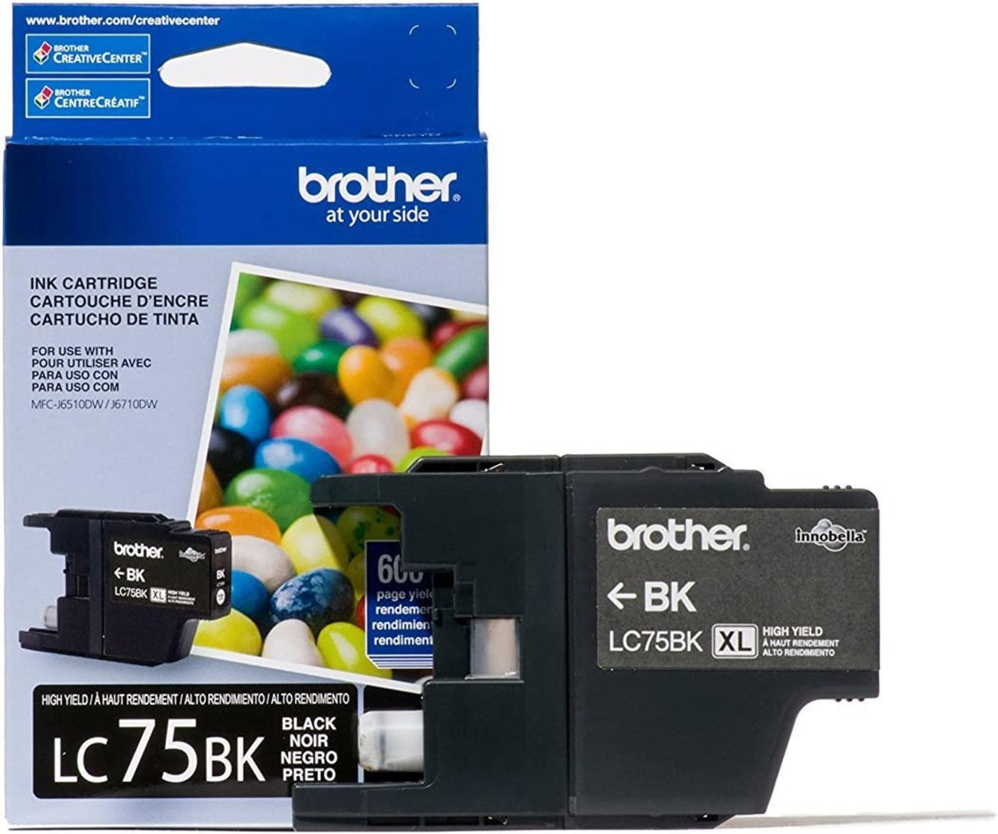 Brother Printer LC752PKS 2 Pack of LC-75BK Cartridges Ink - Retail Packaging, Black