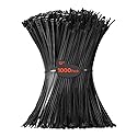 VEVOR 1000 Pack Cable Zip Ties, 12-inch Heavy Duty Cable Wire Ties with 50LBS High Tensile Strength, Multi-Purpose Self-Locking Nylon Tie Wraps, Heat
