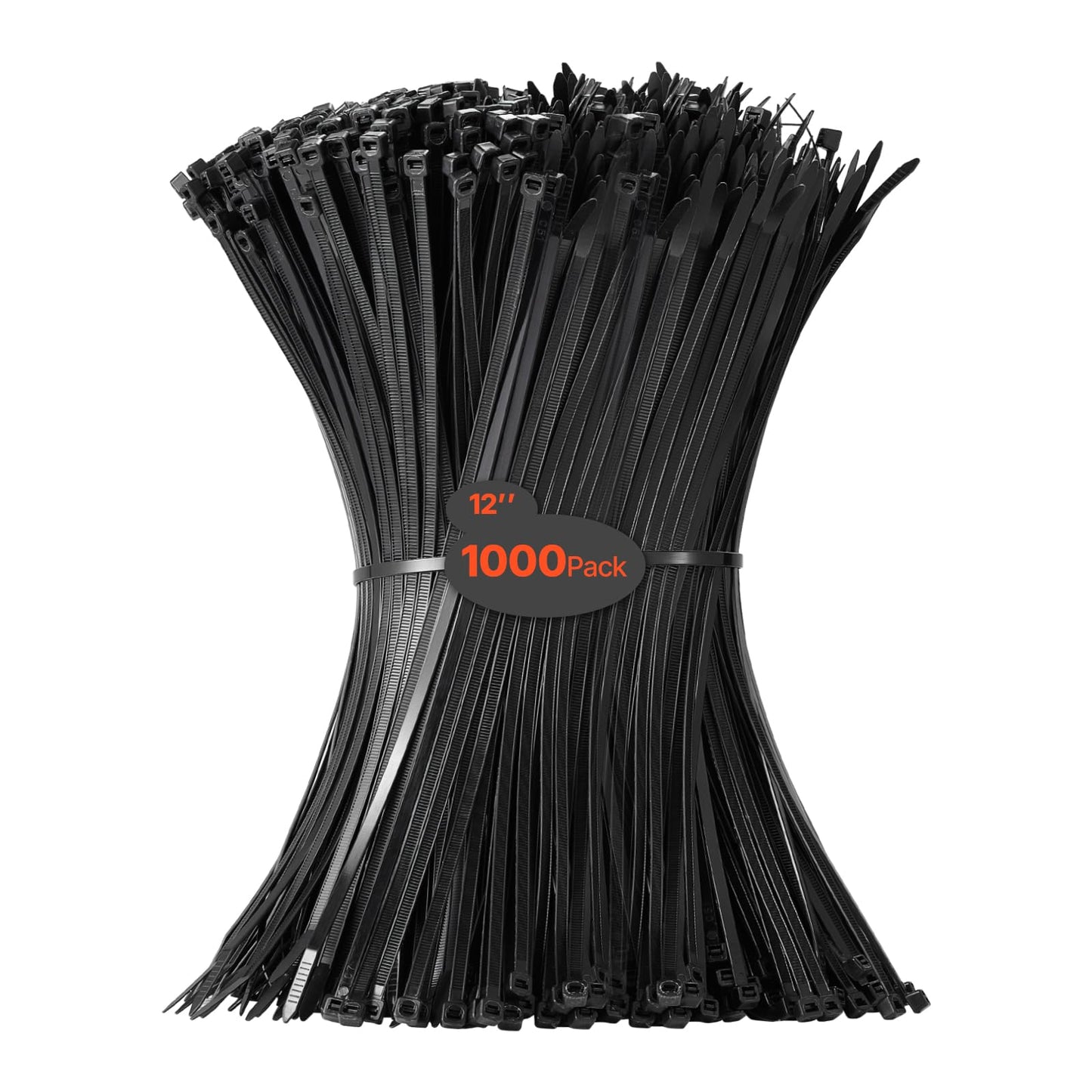 VEVOR 1000 Pack Cable Zip Ties, 12-inch Heavy Duty Cable Wire Ties with 50LBS High Tensile Strength, Multi-Purpose Self-Locking Nylon Tie Wraps, Heat