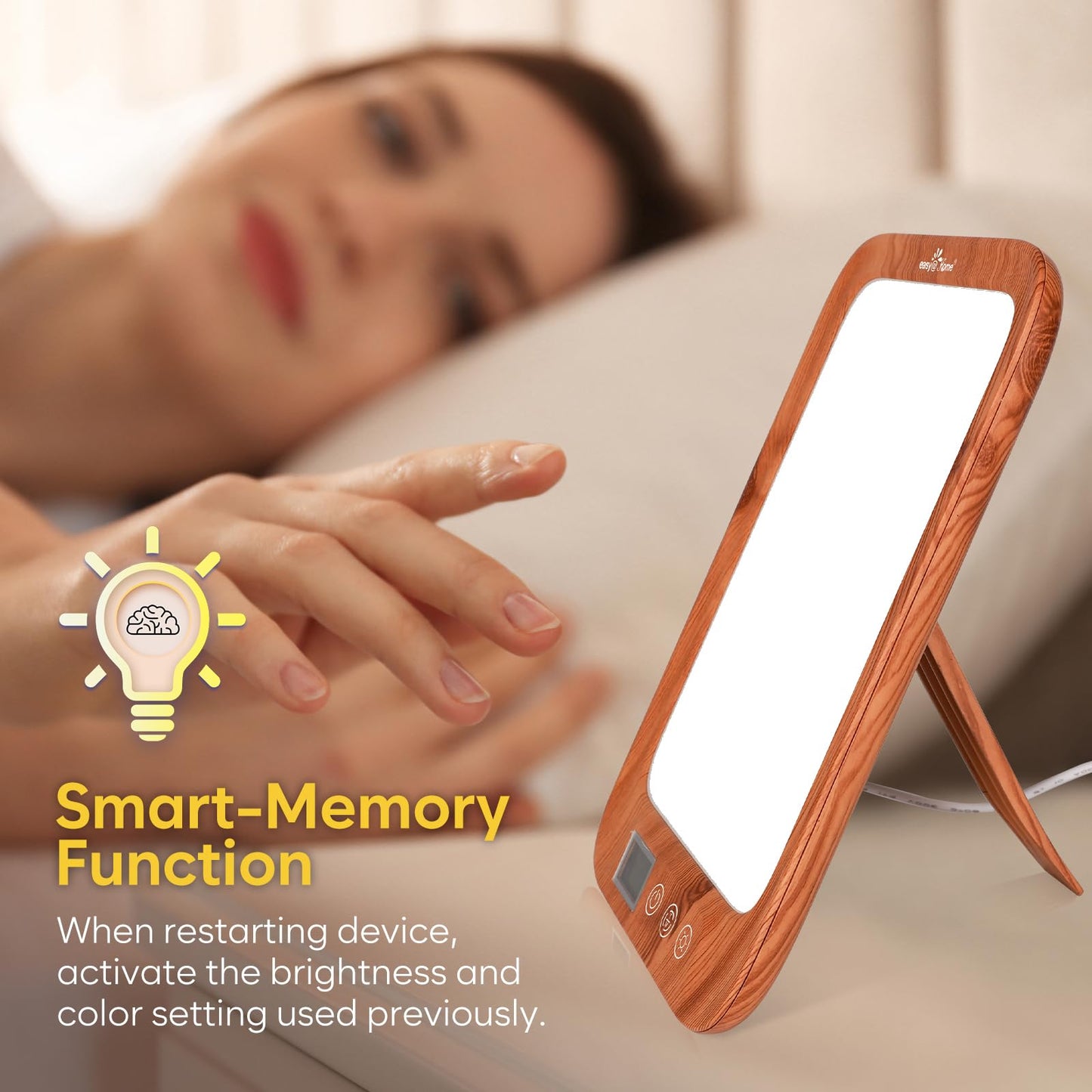 Easy@Home Light Therapy Lamp: LED Light Therapy Energy Lamp UV-Free with 10000 Lux | Sun Lamp with 3 Color Adjustable Brightness Levels | Timer Memory