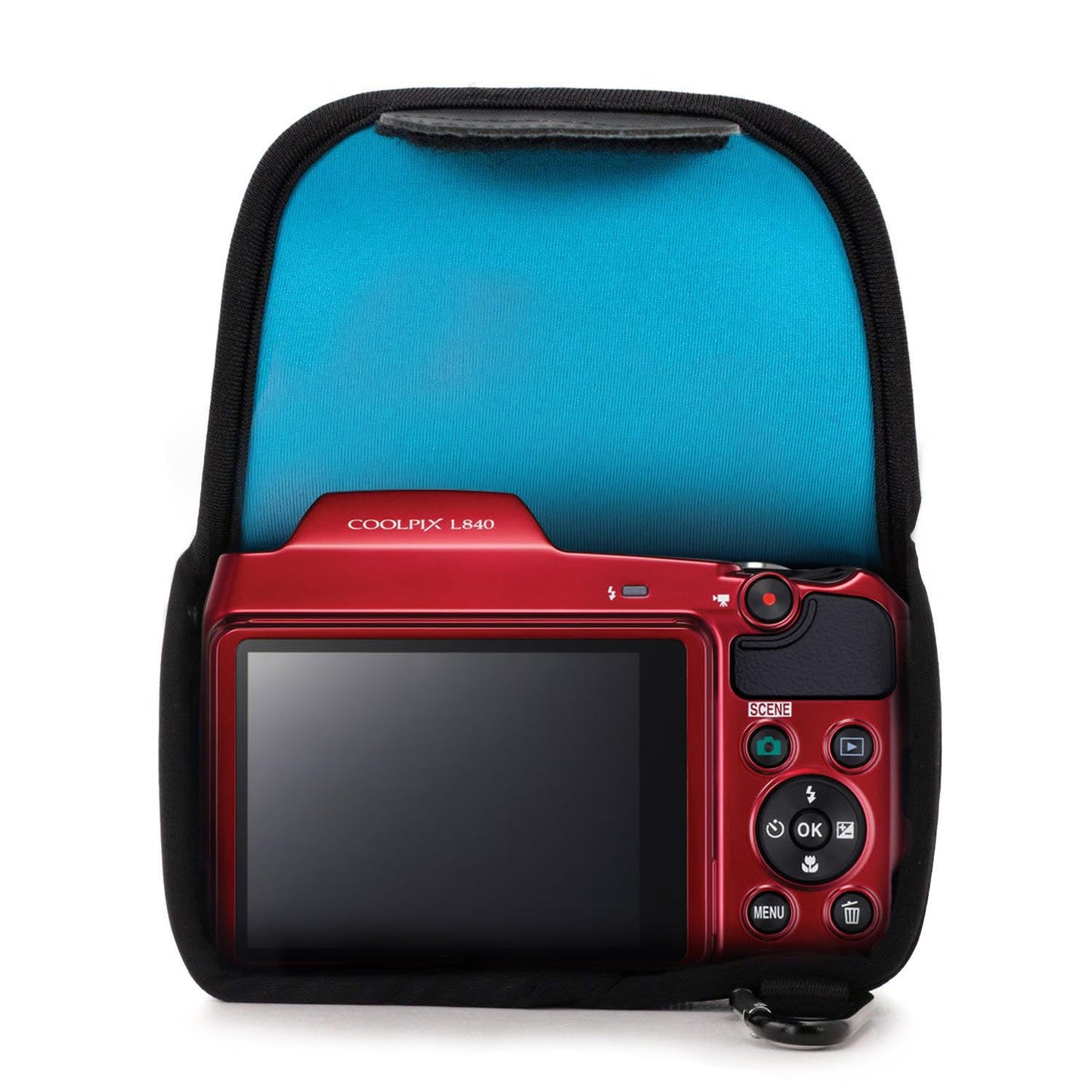 MegaGear Nikon Coolpix L840 Ultra Light Neoprene Camera Case, with Carabiner - Blue - MG811