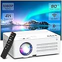 TMY Projector with WiFi and Bluetooth?80" screen included?Native 1080P Outdoor Projector, 4K Supported Portable Projector, Compatible