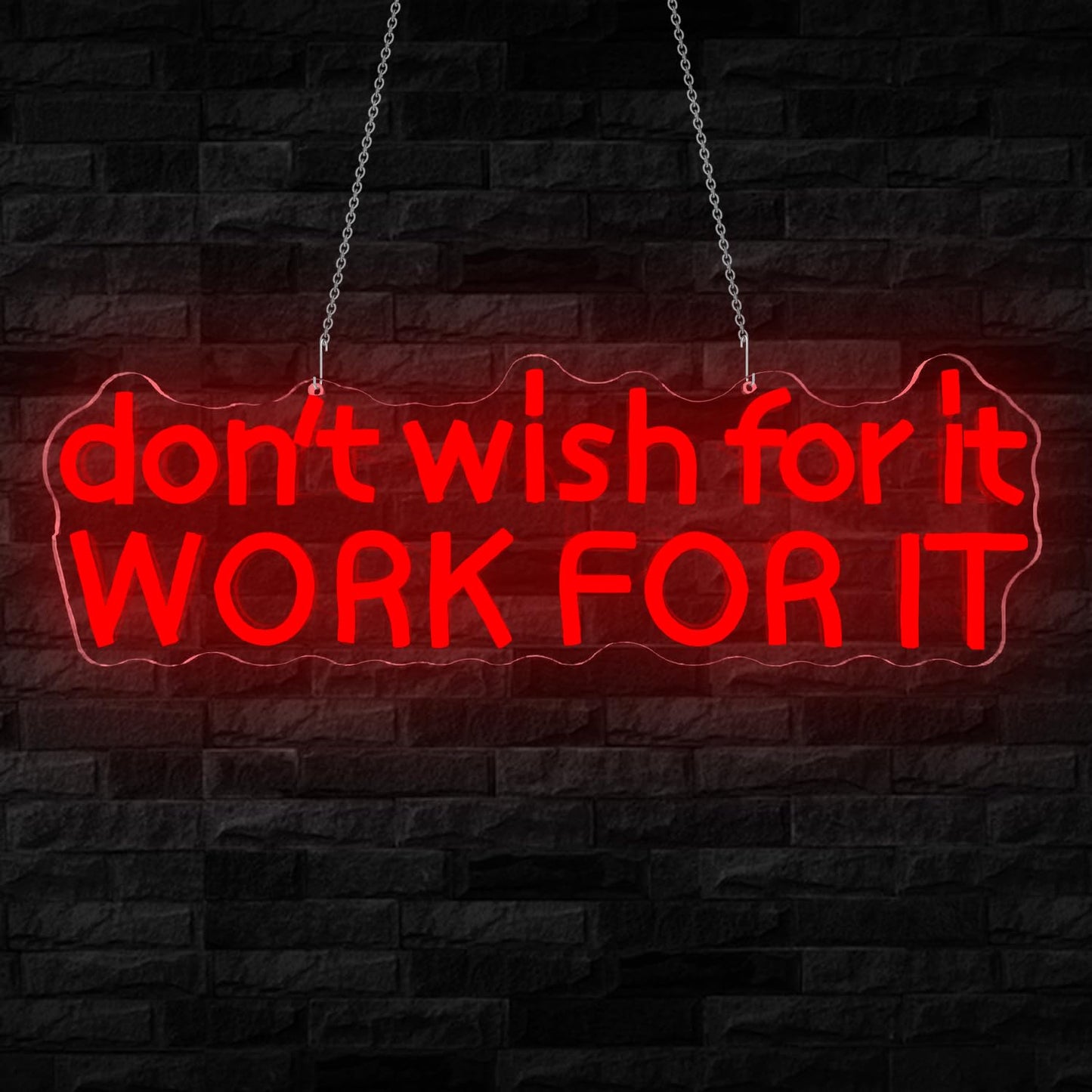 Dont Wish for It Work for It Neon Sign Gym LED Sign for Bedroom Home Gym Adjustable Motivational Neon Light for Wall Art Decor in Bar Gym Man Cave
