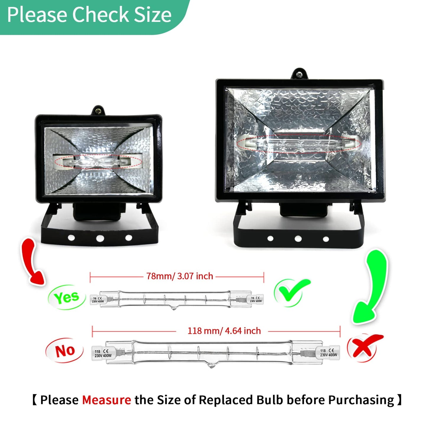 Jaenmsa R7S Bulbs, 5 Pack Halogen Bulbs R7S T3 78mm 150W 120V J Type 120 Volt Halogen Light Bulb with Long Lifespan, 3 inch Long Double Ended Light