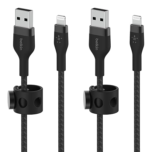 Belkin BoostCharge Pro Flex Braided USB Type A to Lightning Cable (2M/6.6FT), MFi Certified Charging Cable for iPhone 13, 12, 11, Pro, Max, Mini, SE…