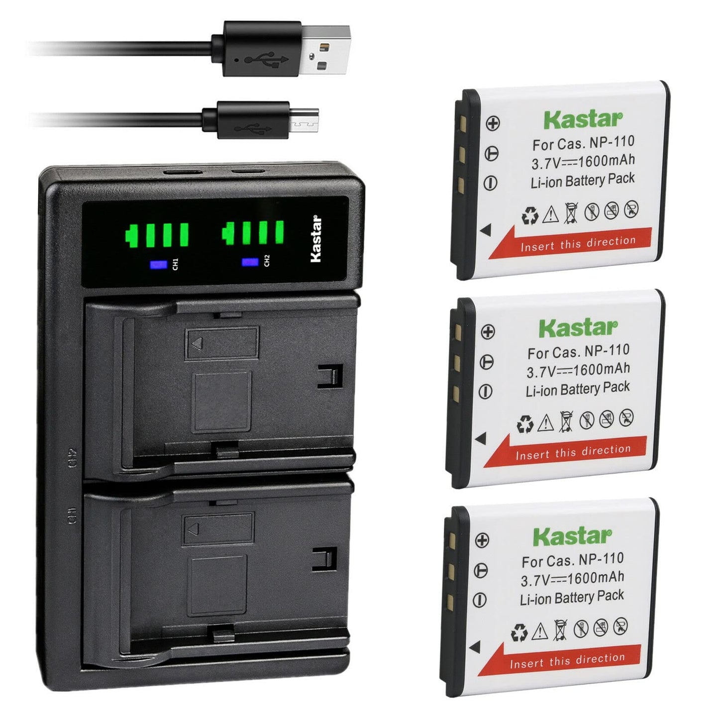 Kastar 3-Pack Battery and LTD2 USB Charger Compatible with JVC BN-VG212 BN-VG212U Battery, JVC GZ-V500, GZ-V500BEU, GZ-V500BU, GZ-V500BUS, GZ-V515BEU