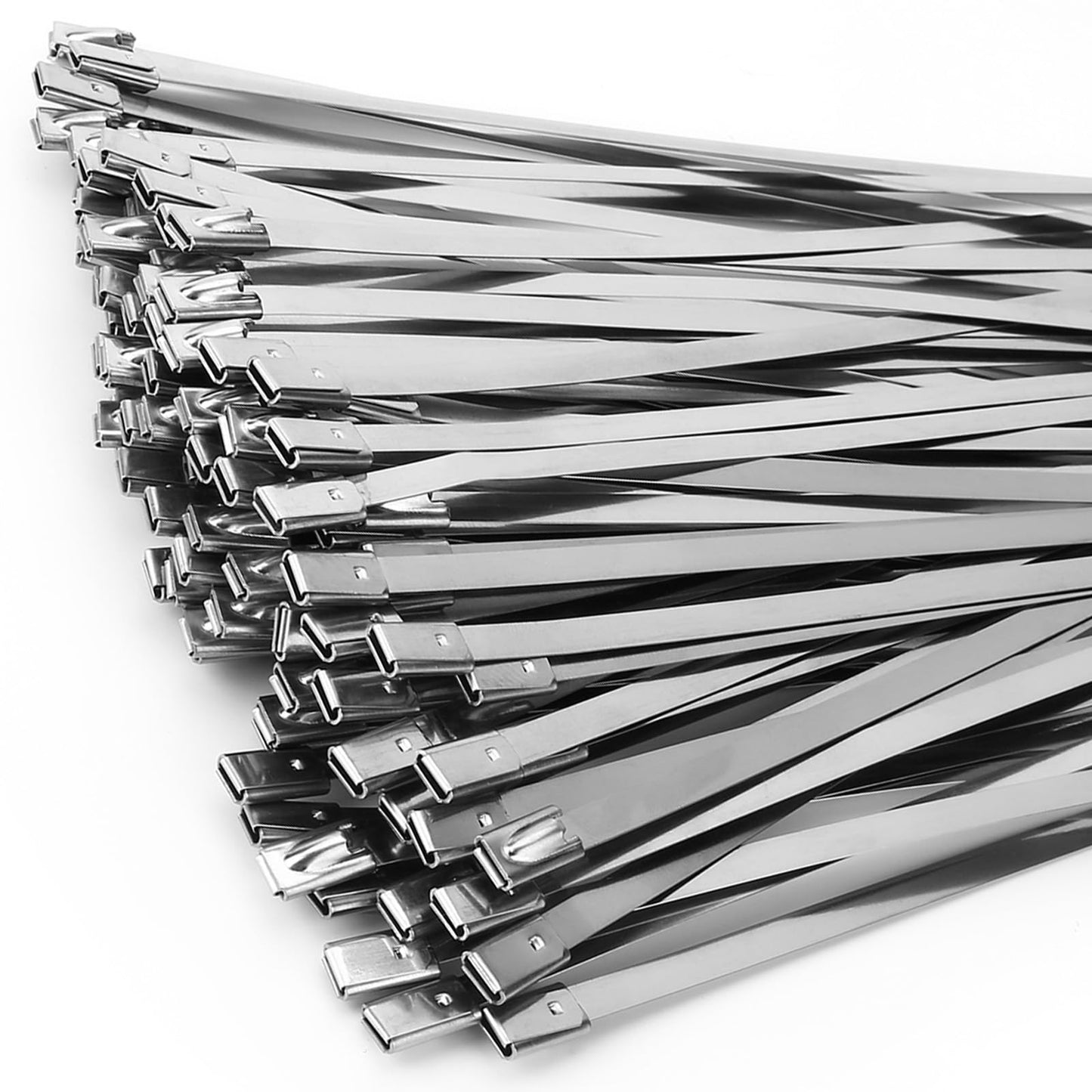 Metal Zip Ties of 100 Pcs, 11.8 inch 304 Stainless Steel Cable Ties, Heavy Duty Metal Zip Ties for Exhaust Wrap, Heat Resistant Fencing Ties.