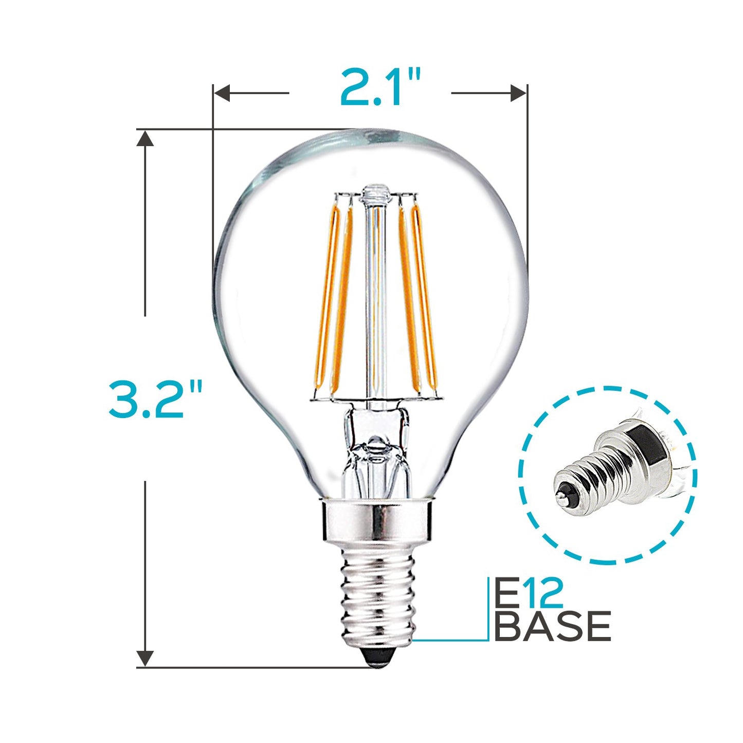 LUXRITE G16.5 LED Globe Light Bulb, 40W Equivalent, 2700K Warm White, 450 Lumen, Dimmable, Vintage Edison Bulb, E12 Base - Perfect for String Lights