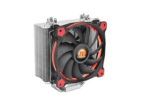 Thermaltake RIING Silent 150W LGA1200 AM4 Ready Intel/AMD 120mm High Airflow LED Fan CPU Cooler, Red, CL-P022-AL12RE-A