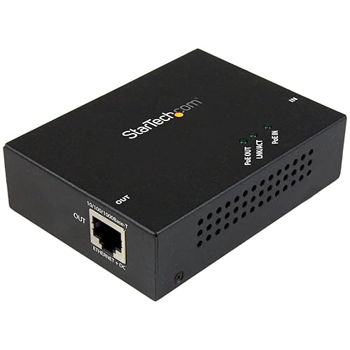 StarTech.com 1 Port Gigabit PoE+ Extender 802.3at & 802.3af - 100m (330ft) - Power over Ethernet Extender - PoE Repeater Network Extender , TAA