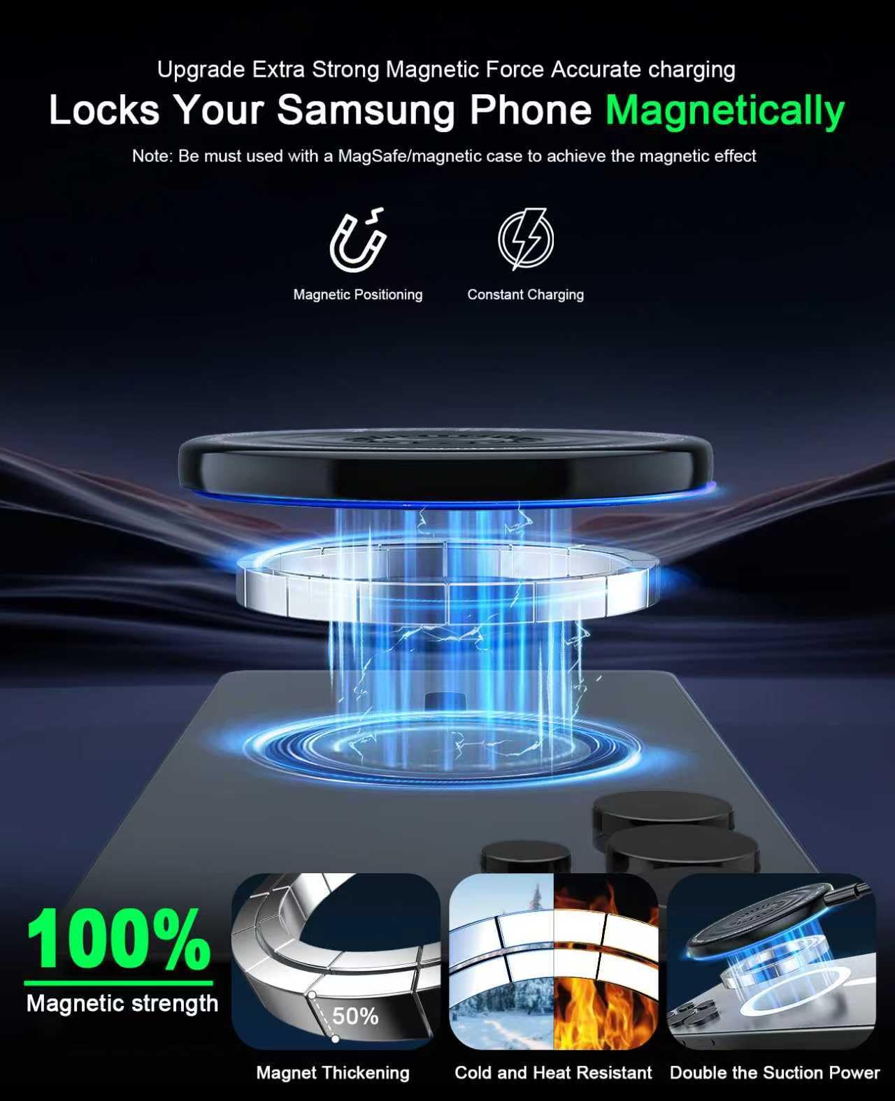 Wireless Charger 2Pack 6FT 15W Samsung Magnetic Wireless Charger Fast Charging Pad for Samsung Galaxy S26 S25 Ultra/S24 FE/S23 Ultra/S22/S21/Z Google
