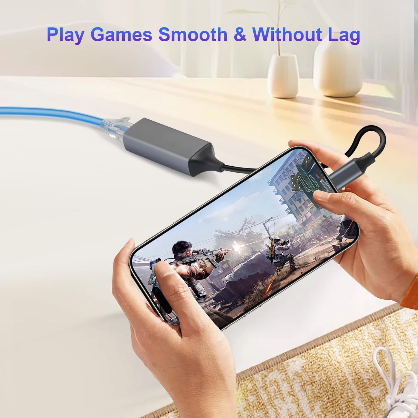 Junsky USB C to Ethernet Adapter, 1000 Mbps Type C to RJ45 Ethernet LAN Network Adapter, Compatible for Thunderbolt 4/3, i-Phone 17/16/15, MacBook