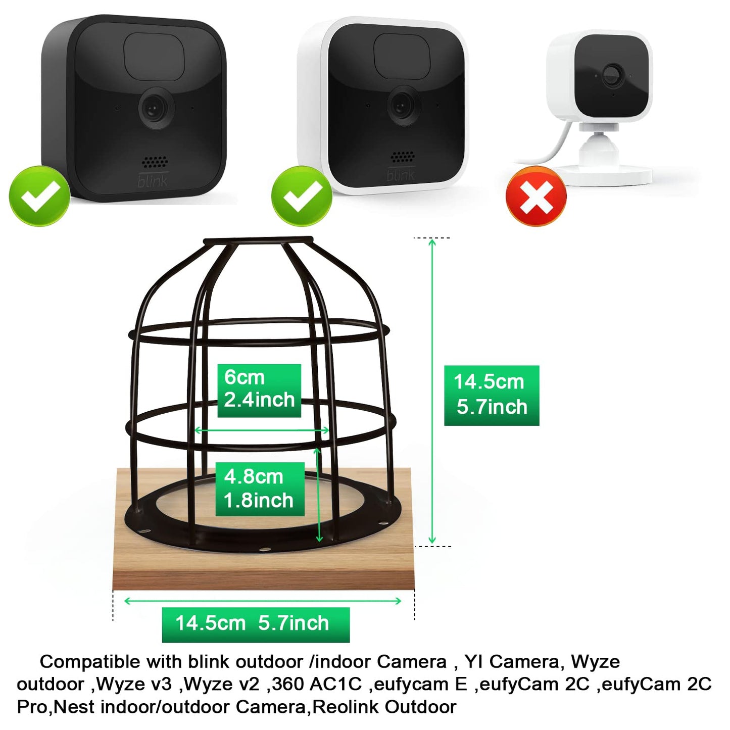 UYODM Anti-Theft Camera Mount Cage and Wall Mount Bracket - Compatible with Blink Outdoor/Mini/XT2/XT3/YI/Wyze/eufycam/Nest Camera