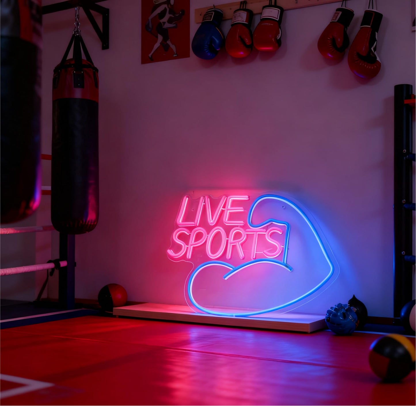 Live Sports Neon Sign, USB Powered Decorative Led Neon Light for Sports Bar Game Room Man Cave Home Theater Wall Table Sport Theme Decor 13.2 x 16.9
