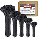 Arme Heavy Duty Zip Ties?2000 QTY/Pack Black Cable Zip Ties, Cable Zip Ties Nylon Self-Locking Black Ties,High-Strength Cable Zips Ties Assorted Sizes
