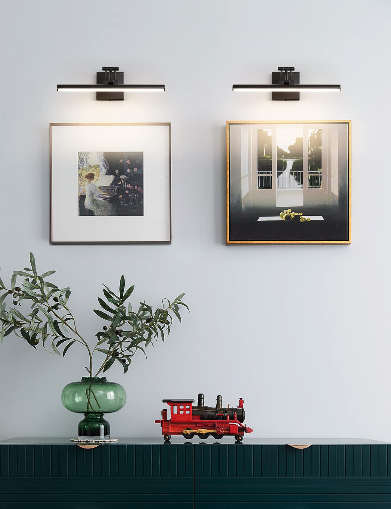 Joossnwell LED Picture Lights for Paintings Dimmable 15.5 Inch Long Hard-Wired Art Lights for Paintings Black Gallery Light with Adjustable Swing Arm