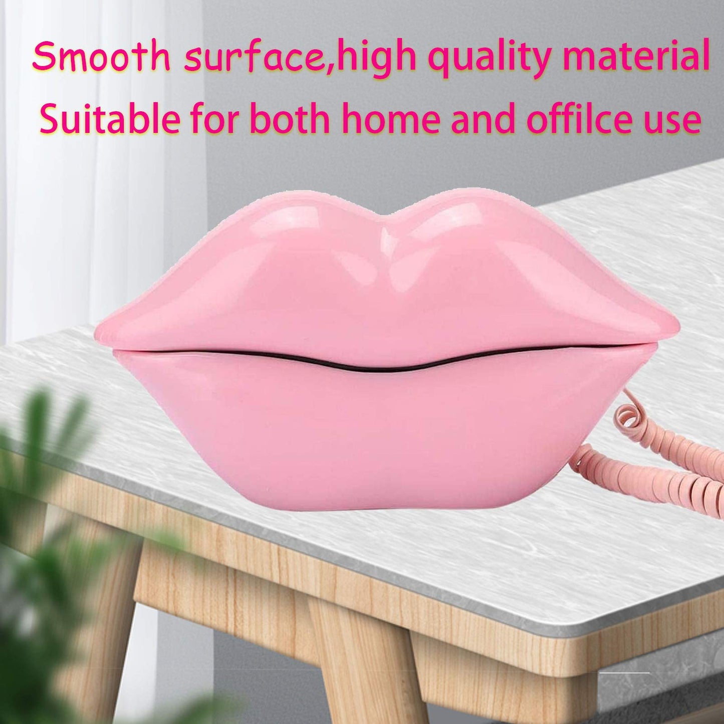 CHENJIEUS Lip Telephone, Advanced Home Telephone, Interesting Mouth Lip-Shaped Telephone, Electroplating Wire Phone Home Decoration, for Families