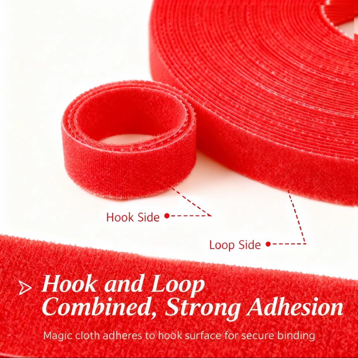 ArmorSmith Hook and Loop Tape - 32ft x 0.4" Self Adhesive Strips Roll, Strong Sticky Double Sided Adhesive Tape for Cable Management, Wire Ties