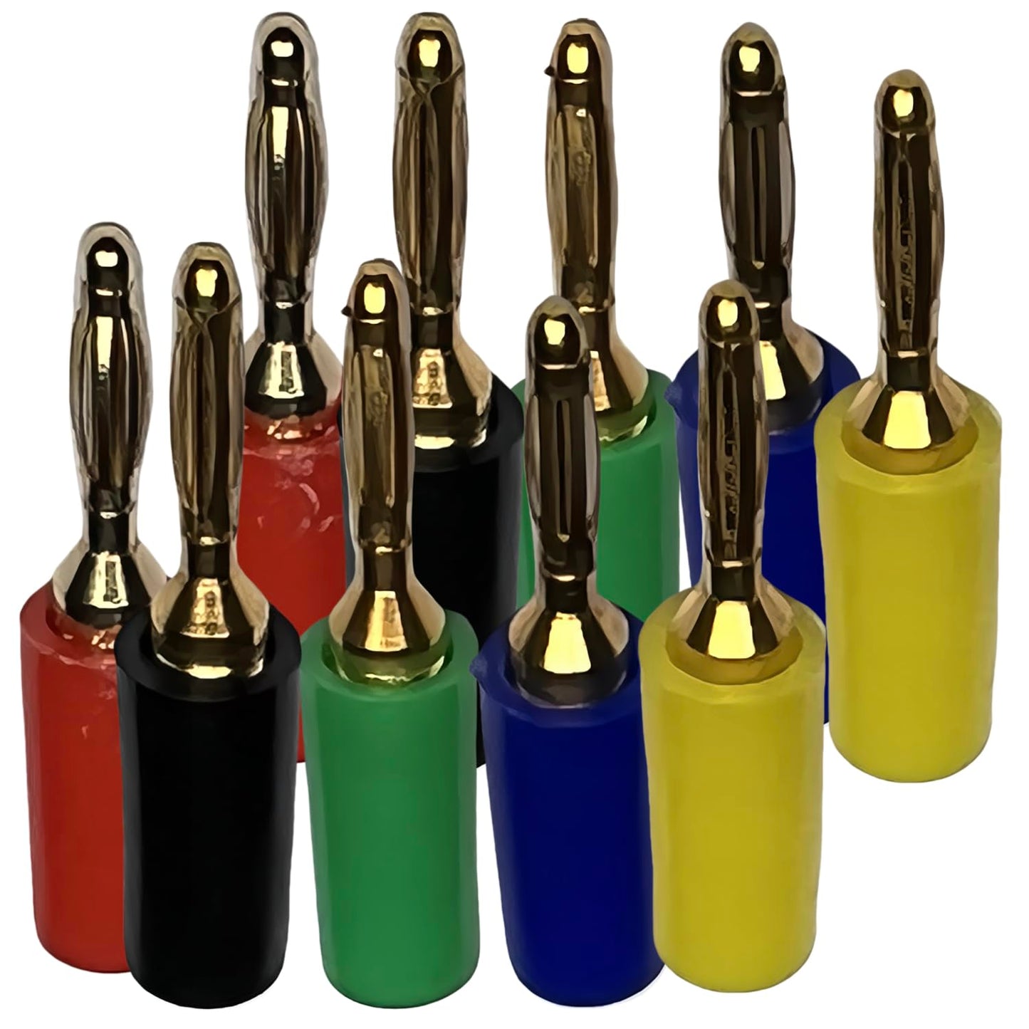 CESS 5-Colors 2mm Mini Banana Male Plug Jack Cable Connector (10 Pack)