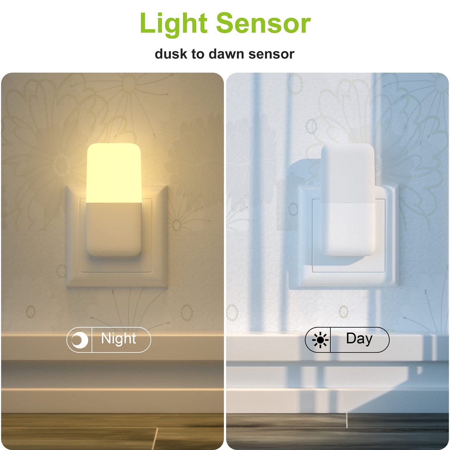 MAZ-TEK Plug in Night Light, Warm White LED Nightlights with Smart Dusk to Dawn Sensor for Kids, Nursery, Ideal for Bedroom, Bathroom,Hallway, Stairs