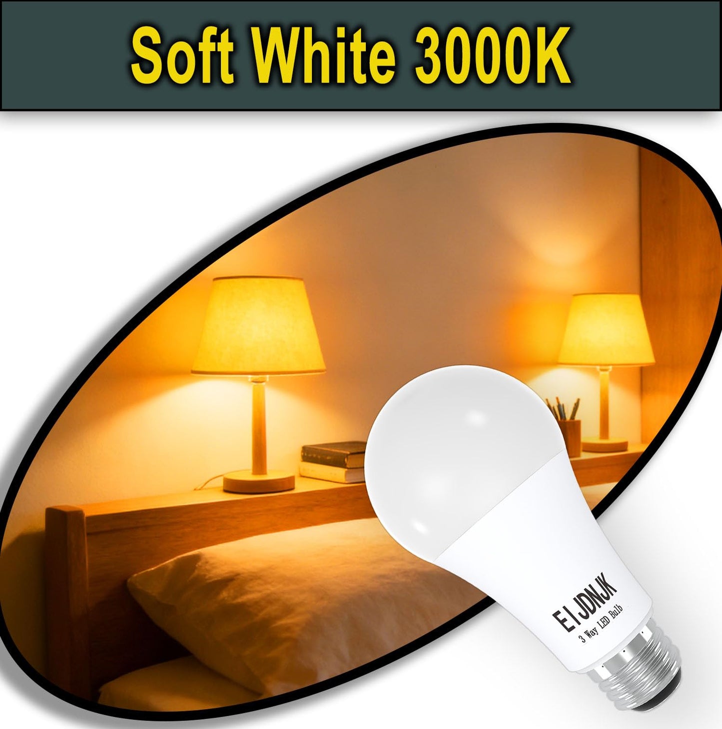 EIJDNJK 3 Way LED Light Bulbs 30 70 100 W Equivalent Soft White 3000K 2-Pack,Three Way Light Bulbs A19 E26 Base, 3 Way Light Bulbs,E26 Base LED Light