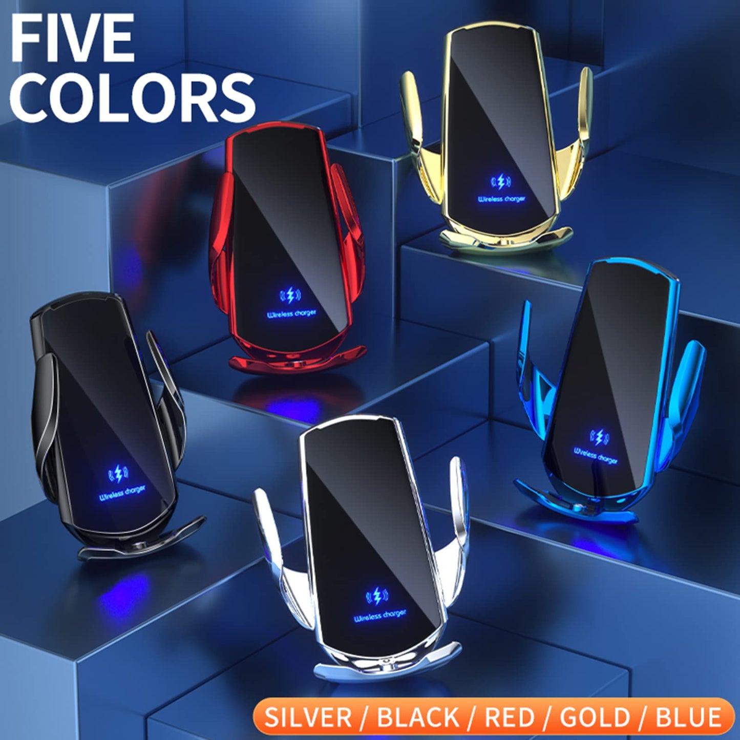 LFNOWN Wireless Car Charger Phone Mount 15W Fast Charging Auto Clamping Car Charger Car Phone Holder Mount Wireless Charging Mount Compatible with All