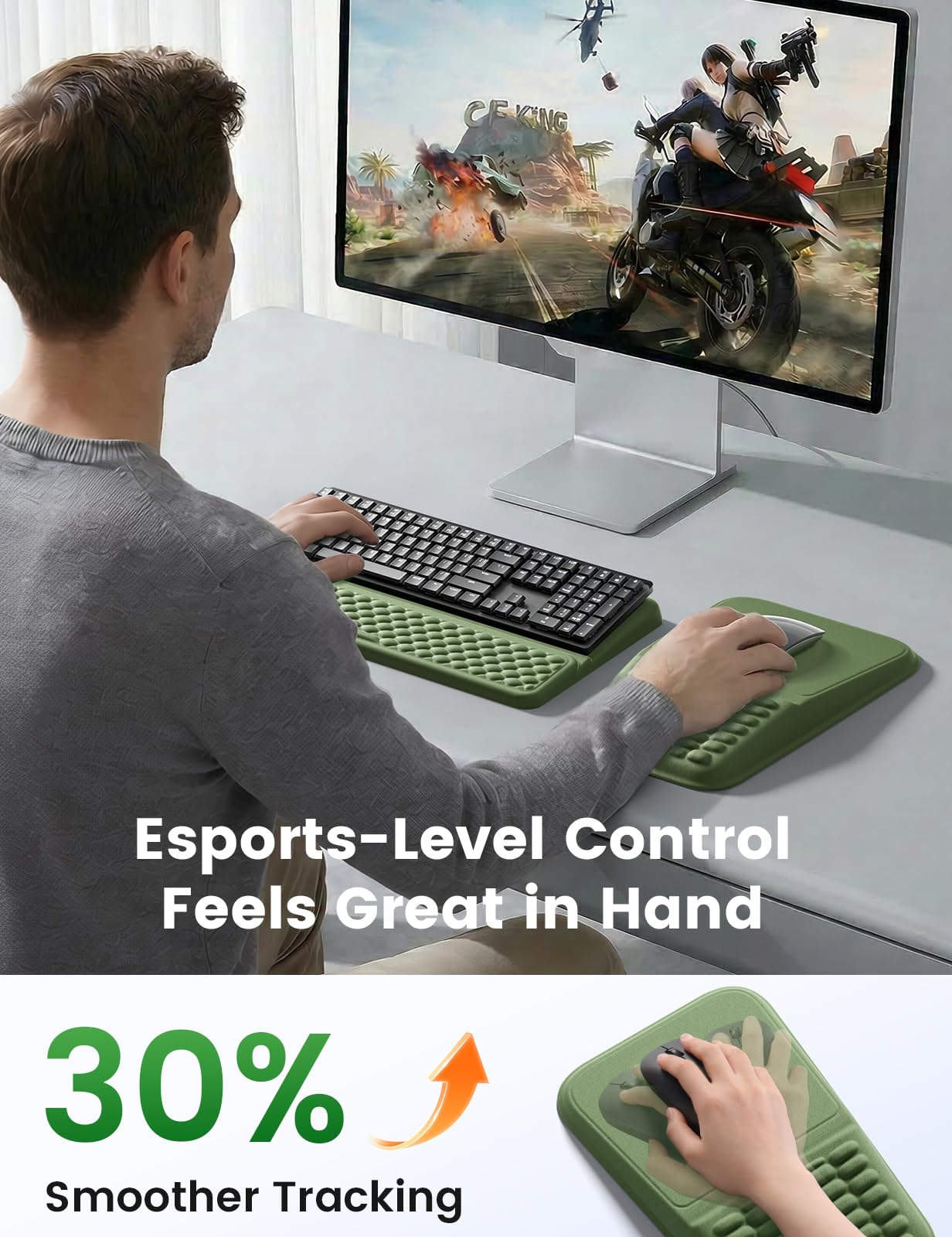Vaydeer Keyboard Stand and Mouse Pad Set with Wrist Rest, Soft Memory Foam Wrist Support, Ergonomic Wrist Cushion for Desk, Relieves Carpal Tunnel