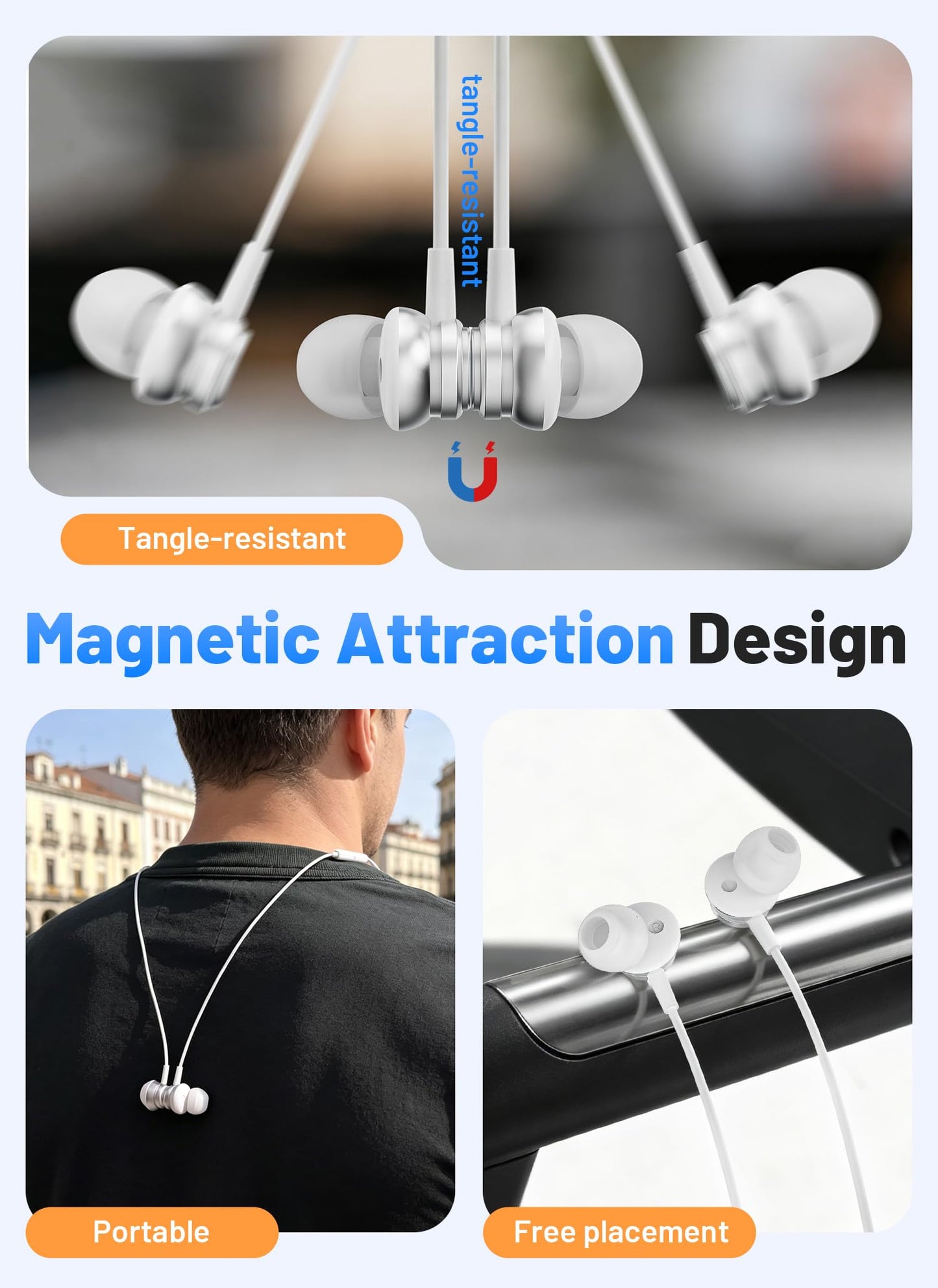 2 PACK USB C Headphones for iPhone 17 16 15, Wired Earbuds USB C with Clear Mic & Magnetic Attraction, for iphone Headphones Wired Type C Earphones