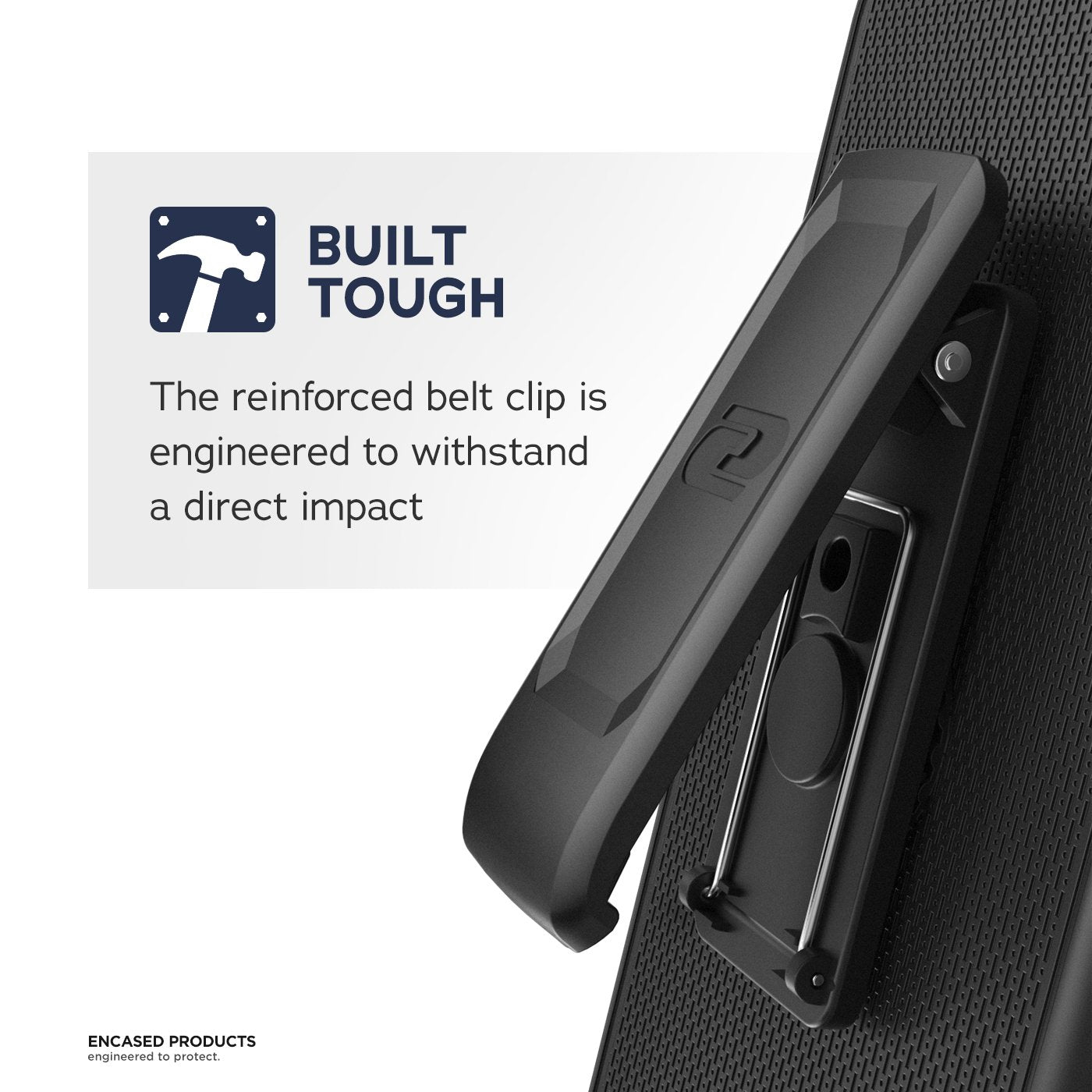 Encased Belt Case for iPhone 15 Plus (2023) Thin Armor Slim Cover with Rotating Phone Holster Clip - Black