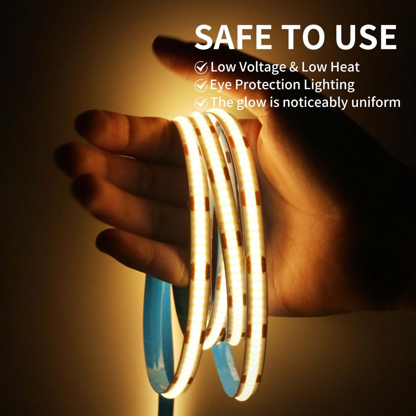 XINGZHI 2Pack USB LED Light Strip, 3000K Warm White COB LED Strip Lights, 3.28FT TV Lights Flexible Small Led Lights with Touch Switch Controller