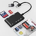 USB C/A SIM Card Adapter Smart Card Reader - 7 in 2 CAC Reader Military & MS Pro Duo/SD/TF/M2/ID/IC/PIV/SIM Card Reader, Memory Stick Pro Duo Adapter