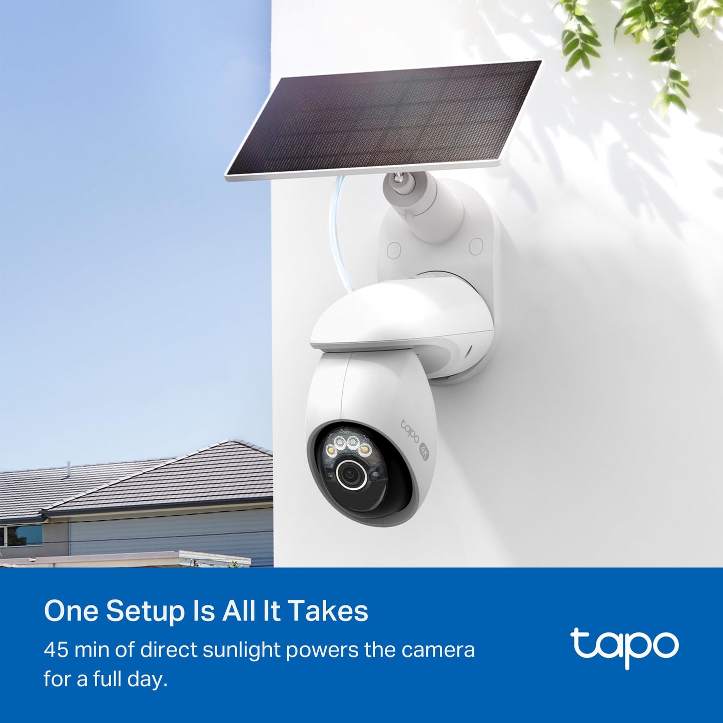 Tapo 4K Outdoor Pan/Tilt Wireless Security Camera - Battery with Solar Charging, 360° Motion Track, 24/7 Capture, Person/Vehicle Detection