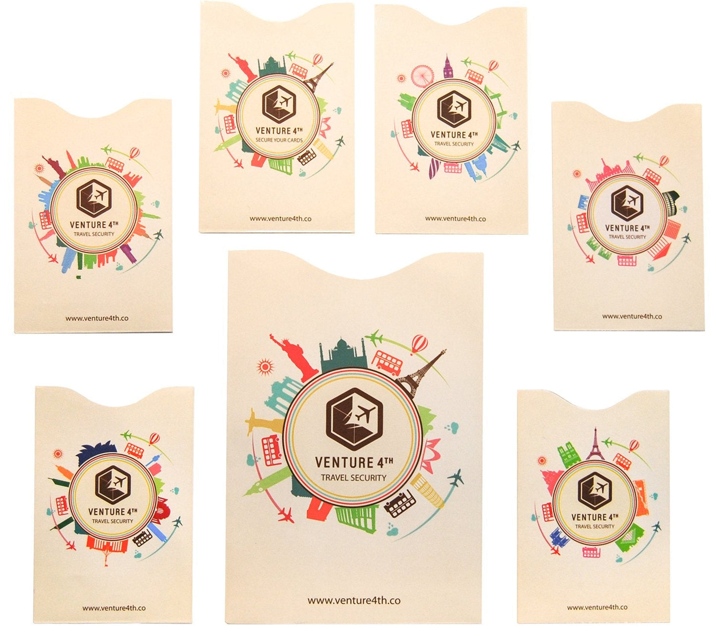 VENTURE 4TH Slim RFID Money Belt – Minimalist Travel Waist Pouch with RFID Blocking Sleeves for Cash, Cards, Passport & Phone, Beige