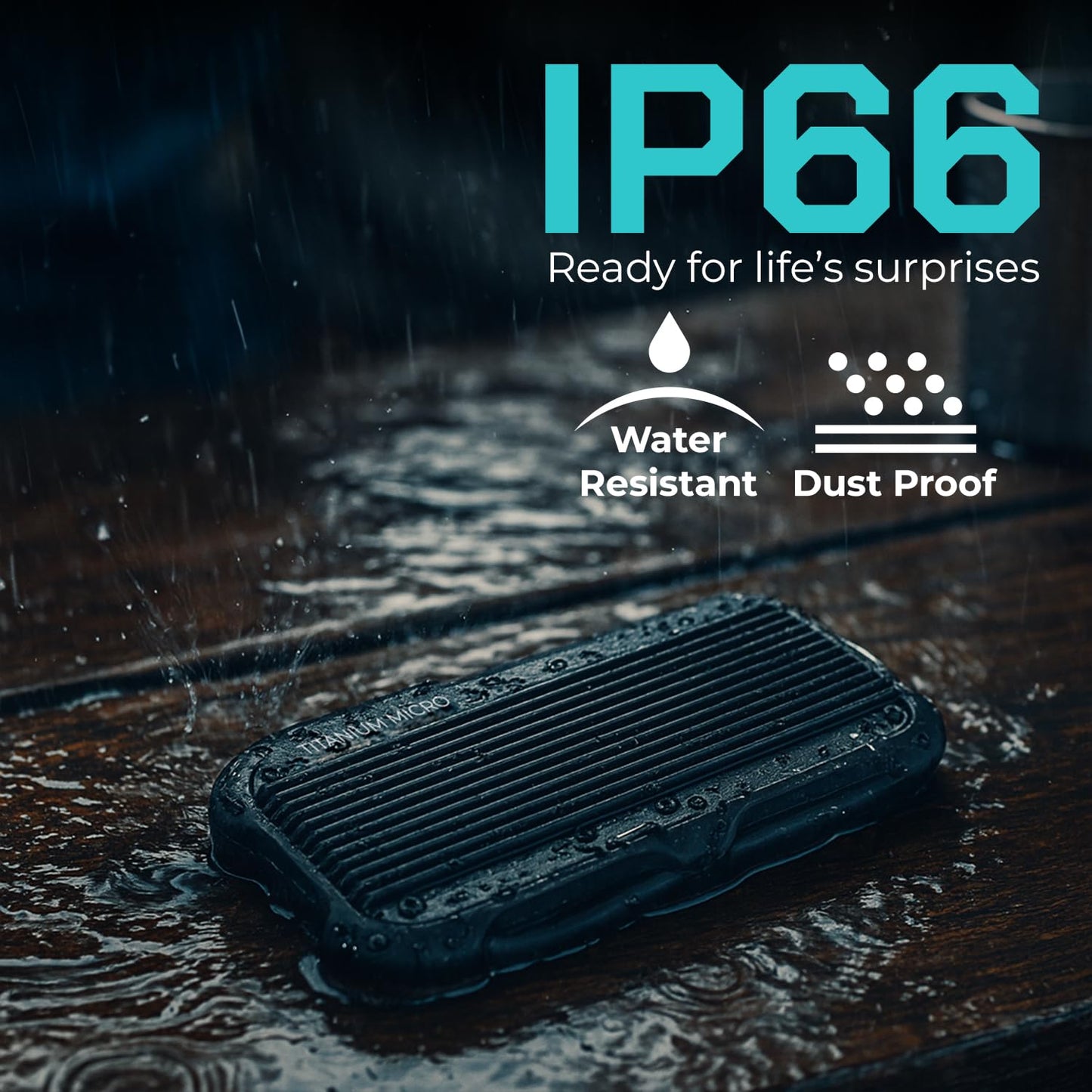Titanium Micro External SSD 500GB - Mercury Portable SSD, Up to 1000MB/s, USB 3.2 Gen 2 USB-C USBA, Rugged IP66 Water Resistance, Drop Proof, External