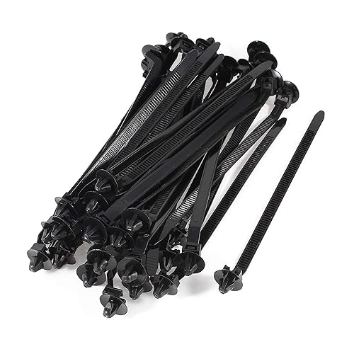 uxcell Nylon Umbrella Wing Push Mount Cable Tie, 167mm x 6.5mm, 40 Pcs, Black