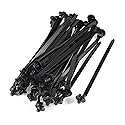 uxcell Nylon Umbrella Wing Push Mount Cable Tie, 167mm x 6.5mm, 40 Pcs, Black