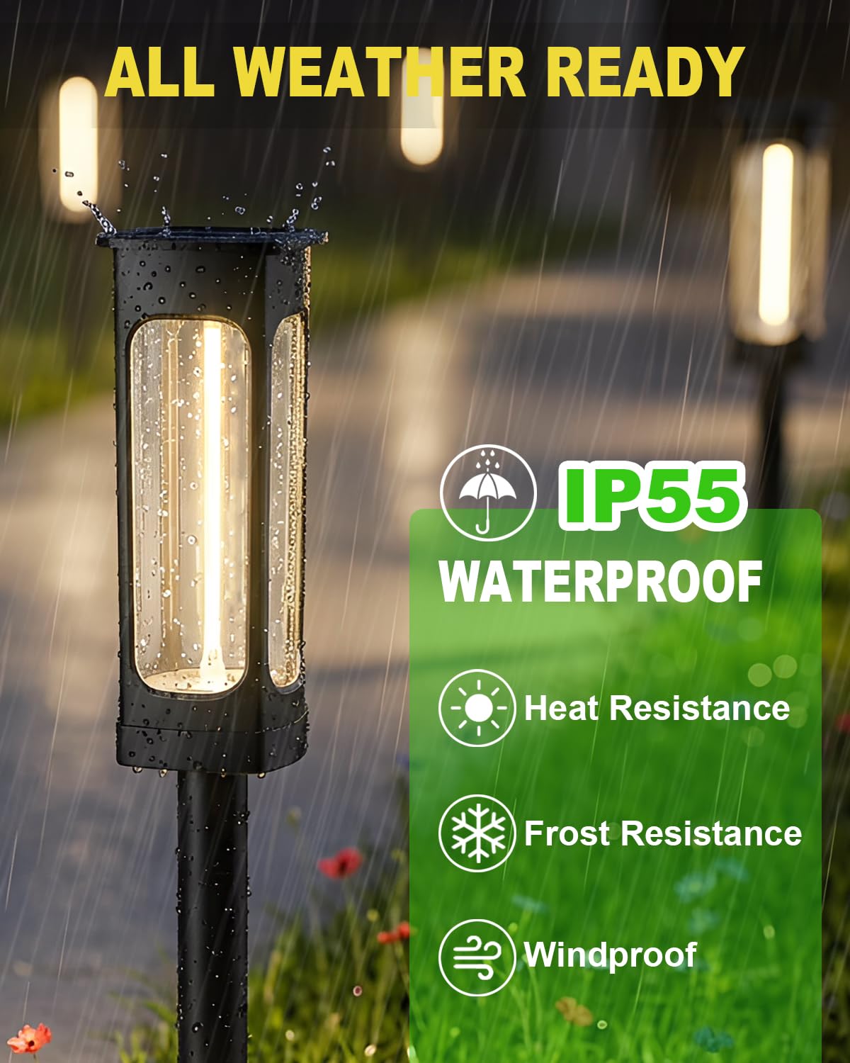 LIANGLOME Solar Pathway Lights Outdoor - IP55 Waterproof Solar Lights with 100+ Flexible Filament LEDs, 3000K Warm White, 10-15H Runtime, Outdoor