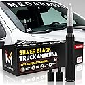 Anodized Silver Black 50 Cal Bullet Antenna for Chevy Silverado & GMC Sierra 1500 2500 (1999-2026) - Rugged Billet Aluminum, UV & Chip-Resistant, Car