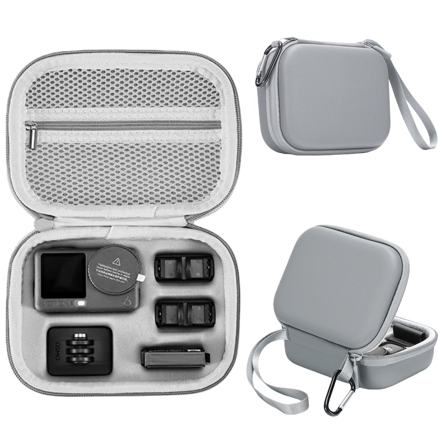 Honlyn Carrying Case for DJI Osmo Action 6,PU Storage Travel Bag for DJI Osmo Action 6 Accessories (Gray)