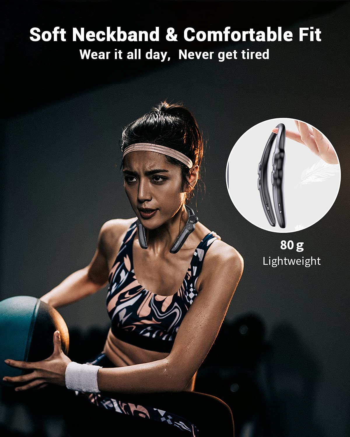 Gardway Neckband Bluetooth Speaker, Wireless Wearable Speaker w/lightest 78g Weight, High Fidelity 3D Stereo Sound, 12 Hrs Playtime, Portable Speakers