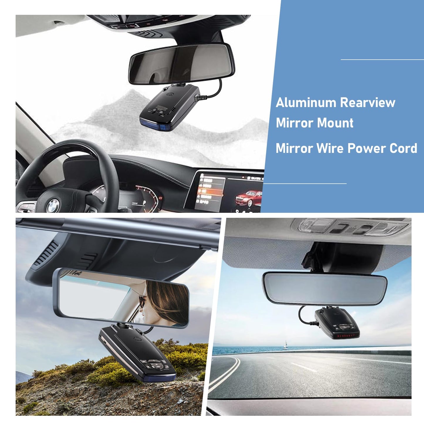 Radar Detector Mount,Rearview Mirror Rod Radar Mounting Bracket+Rearview Mirror Hard Wire Power Cord kit16,with Inline Fuse (for Escort Beltronics
