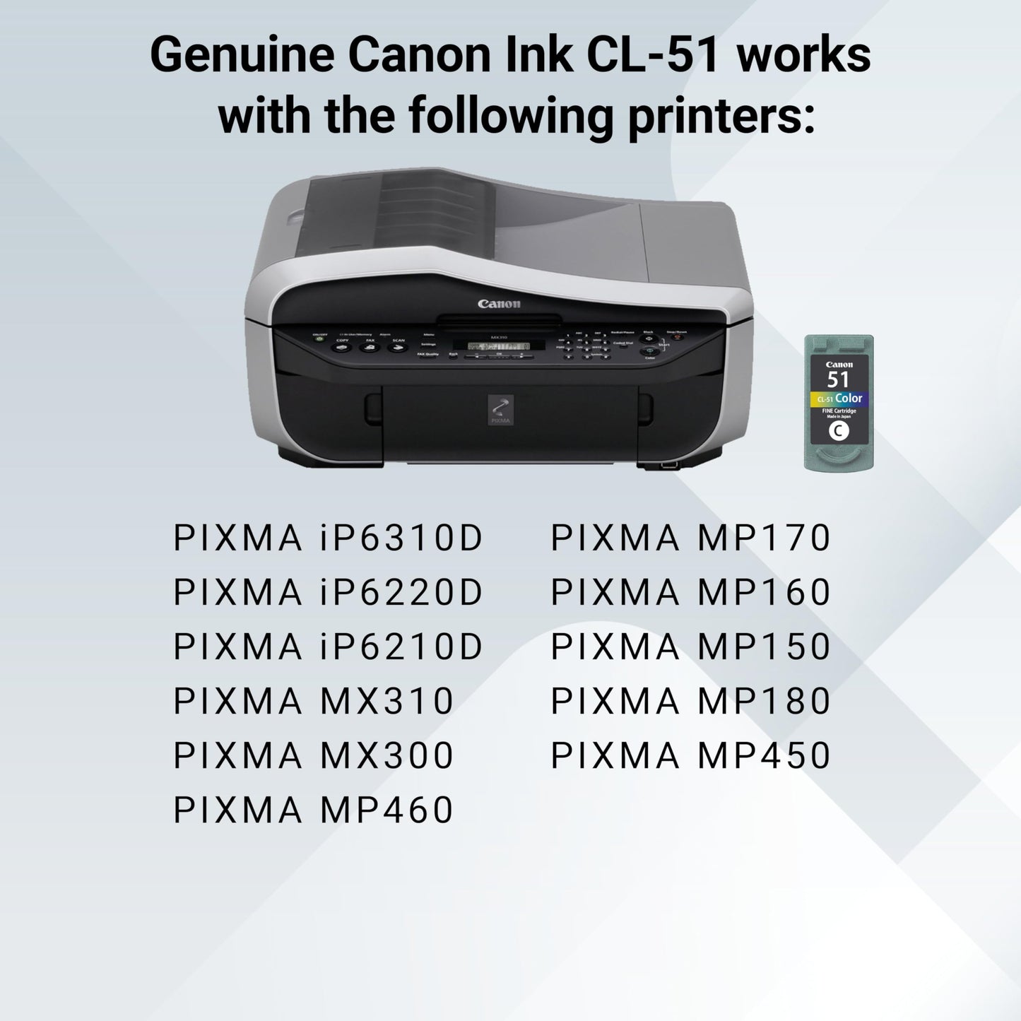 Canon CL-51 Genuine Color Ink Cartridge, Compatible with iP6310D/6220D/6210D, MX310/300, MP460/170/160/150/180/450/460